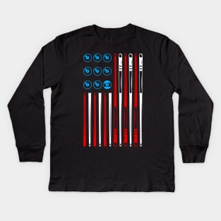 BILLIARDS POOL AMERICAN FLAG Kids Long Sleeve T-Shirt